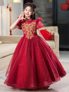 ชุดราตรีสีแดงหรูหราสำหรับเด็กผู้หญิง ชุดเจ้าหญิง ชุดเล่นปIANO ชุดเด็กผู้หญิง ชุดวันเกิด ชุดเด็กผู้หญิง ชุดเด็กผู้หญิง