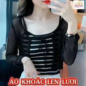 Áo khoác len cardigan lưới buộc dây