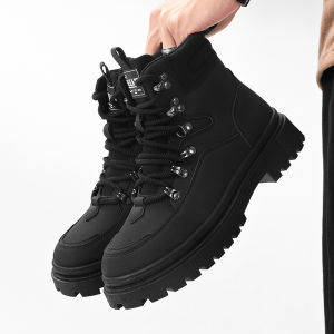 High-Top Mens Martin Boots 2025 New Autumn Black Thick Bottom Wear-Resistant British Style Motorcycle Riding Work Boots