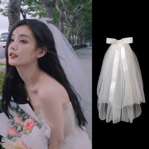 Li Yitong Same Style Certificate Registration Proposal Veil Super Fairy Photo Short Bridal Wedding Bows Tulle Tutu
