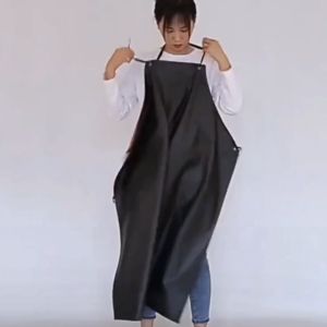 Water and Oil Proof Adjustable Apron Black Heavy Duty Apron Mens And Womens Butcher Working Kitchen Accessories