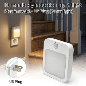 Motion Sensor Plug in Night Light LED Warm Cool White Dimmable 5 Brightness Levels Hallway Stairway Bedroom Lighting 100-240V