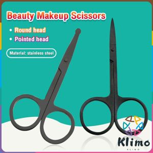KLIMO Scissors Manicure Scissors Nose Hair Scissors Stainless Steel Nail Makeup Scissor Sharp Round Eyebrow Scissors Black