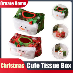 Fluff Santa Claus Christmas Tissue Box/ Non-woven Xmas Snowman Tissue Cover Paper Towel Box