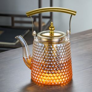 Hammer Japanese beam pot copper handle retro boiling teapot large capacity large hole sky pot high borosilicate glass teapot