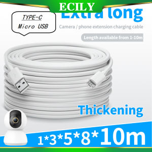 ECILY 1/3/5/10M Type-c Charging Cable Micro USB Charging Cable For IP Camera CCTV Huawei For Xiaomi Samsung