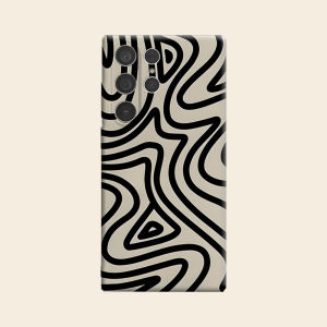 Beige Abstract Black Wavy Line Luxury Fashion Full Lens Protective Case for Samsung Galaxy S26 S25 S24 A56 A36 Plus Ultra
