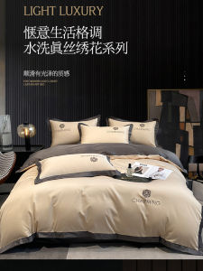 Luxurious Ice Silk Bedding Set Summer Washed Flocking Duvet Cover Bedding Sheets Three-Piece Set Bed Canopy European Style High Density