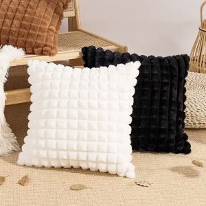 1PCS Imitation Rabbit Plush Throw Pillow Case Living Room Sofa ThrowPillow Cushion Office Solid Color Waist Pillow Bedroom