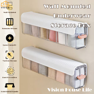 Vision Drawer Type Wall-Mounted Underwear Storage Box Household Wardrobe Bra Socks Sorting Box Free Partition Storage Organizer Closet Hole Free Adhesive Storage Container