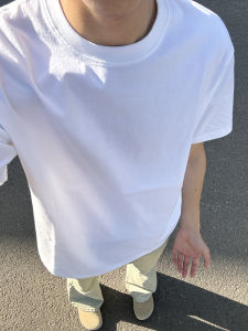 White American Style Heavyweight Pure Cotton Short Sleeve Mens T-Shirt Summer Basic Loose Fit Sporty Half Sleeve round Neck