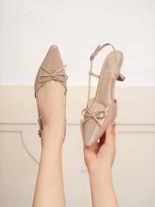 Josiny | French Style Pointed Heel Peep-toe Single Shoes