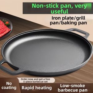 Cast Iron Non-Stick Grill Pan for Stovetop and Outdoor Use