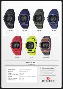 Jam Tangan Pria Original Anti Air Digitec DG 5169 T Biru Navy Digital Sport Tali Karet