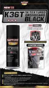 Cat Dasbor Kasar SAPPORO ULTIMATE Dashboard Paint 1K Textured Black Hitam Untuk Body Kasar Plastik Kulit Jeruk Spakbor Slebor Spion dan lain lain