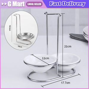Stainless Steel Single/Double Ladle Vertical Spoon Utensil Rack Soup Spoon Rest Stand Multi-function Tableware Storage Shelf