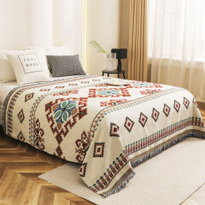 Bohemian Style Thickened Cotton Linen Blanket Outdoor Camping Nap Blanket Multi-Functional Sofa Blanket Bed Tail Towel