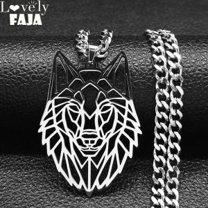 2024 Fashion Wolf Animal Stainless Steel Necklace for Women/Men Silver Color Pendant Necklace Jewelry pendentif homme ZZZXH343