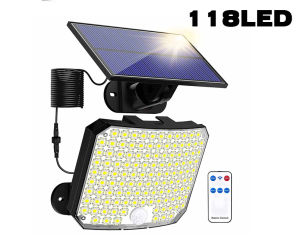 1PC 192 LED Split Solar Light Outdoor Waterproof with Motion Sensor Floodlight Remote Control 3 Modes for Patio Garage Backyard