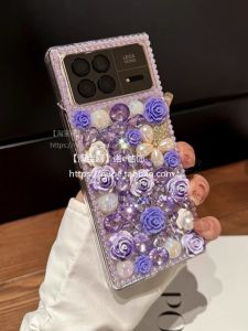 Luxury Rhinestone Fashion Flash Diamond Creative Embedded Diamond Lightweight Luxury Mix Advanced Fold3 High-end Protection Case