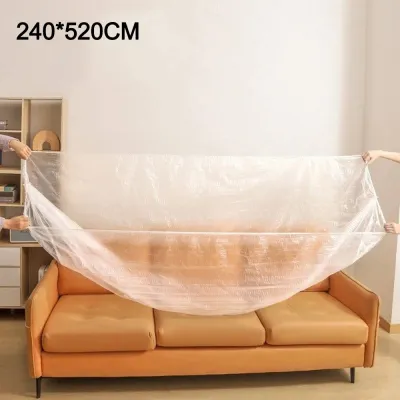 Transparent Disposable Dust Covers Waterproof Drawstring Furniture Dust Cover Large Size Elastic Plastic Dust Film