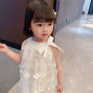 Dress Anak Perempuan Import Motif Kupu-Kupu Putih 3 Dimensi Baju Umur 2 5 6 7 Tahun Mister Meow