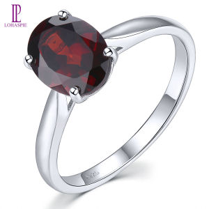 Lohaspie Jewelry Real 2.1 Carats Solid Sterling Silver 925 Ring Original Natural Garnet Peridot Ring 925 Silver Ring Women Original Stone Red Ring For Women Silver 925 Jewelry