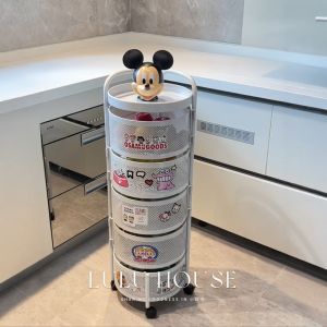 ตู้เก็บของแบบหมุนได้หลายชั้น 100 ชิ้น รถเข็นแบบเคลื่อนที่ ตู้เก็บของสำหรับบ้านใหม่ ชั้นวางของแบบหมุนได้ ชั้นวางของแบบเคลื่อนที่