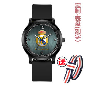 Waterproof Quartz Watch Neutral Brand Hua Li Han Football Team Watch with Rubber Strap Alloy Case and Ordinary Glass Mirror