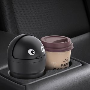 Car Trash Can Auto Organizer Storage Box with Swing Lid Cute Mini Automotive Leakproof Vehicle Trash Bin for Car Universal
