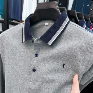 Oule Brand POLO Shirt Mens Long Sleeve 100% Cotton Spring Style Dad Clothes Turn-down Collar T-shirt Standard Fit Urban Fashion