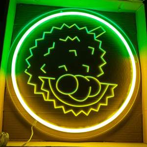 ป้ายไฟ ป้ายไฟร้าน ป้ายไฟร้านผลไม้ รูปทุเรียน สำหรับตกแต่งผนัง งานอะคลิลิคใส