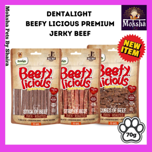 Dentalight Beefy Licious Jerky Treats - Real Beef for Dogs 70g