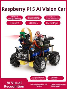 CHUANGLEBO | Raspberry Pi 5 Smart Car AI Visual Tracking Robot Development Kit