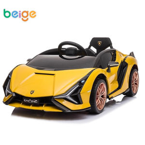 Beige Electric car for kids Ride On Car Rechargeable Scissor doors With Music&Light Remote Control for 1-8 years