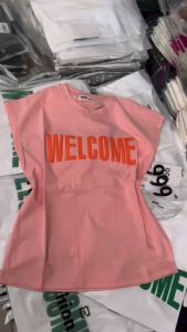 Áo thun nữ Cotton Thái tay hến in chữ WELCOME (có form rộng)