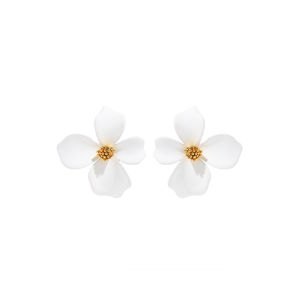 French Brand Garden Series French style Retro White Flower Lily Fresh 925 Silver Needle Stud Earrings Gift