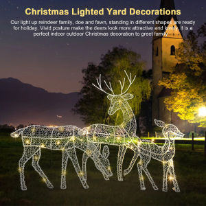 [Lightnice] Christmas 2D Art Elk Deer Landscape Ornament With Light Luminous Ornaments Sparkling Reindeer LED Light Up Christmas Decoration
