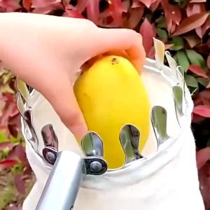 Dụng cụ hái trái cây đầu vợt hái trái cây tiện lợi bằng kim loại kèm túi vải