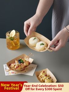 NUOXIAN | Food Packaging Kraft Paper Open Boat Box Long Shape