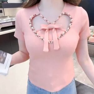 2024 Summer Women's Fashion: Slimming Solid Color & Versatile Western V-neck