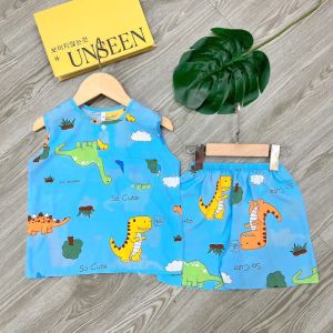 [Chọn màu] Bộ quần áo bé trai sát nách vải tole lanh loại 1 size 7-35kg