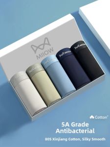 Miiow | Mens Cotton Underwear Breathable Antibacterial Comfortable Boxer Briefs Sports Briefs Youth Mens Mid-Waist Cotton Shorts