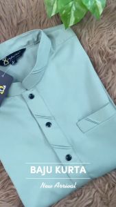 ◆ WARNA SAGE GREEN ◆ KURTA SLIM FIT KAIN COTTON / BAJU KURTA RAYA SEPASANG DEWASA & BUDAK BAJU SAHAJA ( D018K ) KD