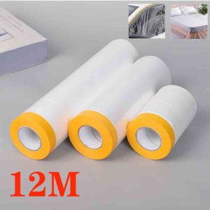 12M Furniture Dustproof Protection Film Self-Adhesive Plastic Masking Film Car Beauty Repair Masking Film Decor Wall Paint Cover