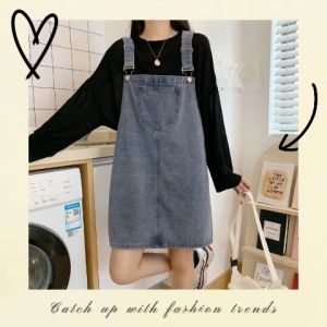 QXshop ขายดี 👍กระโปรงยีนส์ เอี๊ยมกระโปรงยีนส์ ชุดเอี๊ยมน่ารักๆ สไตล์วินเทจ สายปรับระดับได้ ทรงน่ารัก ใส่สบาย แฟชั่นมาใหม่ 💖 สูงสุดในการขาย