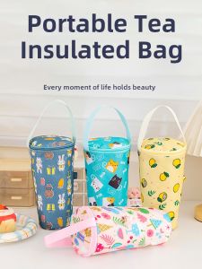 Túi Đựng Cốc Cà Phê Di Động Dày Bằng Giấy Bạc Cách Nhiệt Chống Bỏng Có Thể Chèn Ống Hút Túi Đựng Cốc Nước Đi Tay Cầm Cho Học Sinh