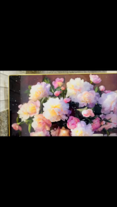 (HÌNH THẬT) Tranh treo tường bình hoa mẫu đơn 1 cổ điển trang trí decor kèm đinh
