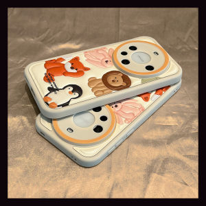 Huawei Mate60 pro Cute Cartoon Animal Pattern Phone Case Full Cover Protection Silicone Shell for Mate50/40/30 P60/P50 5G Anti-Fall Elliptical Precision Hole