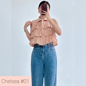 Small to Large • Chelsea Layered Ruffles Sleeveless Polo Top